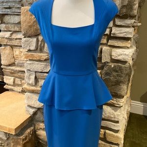 Single, size 4, classic dress with peplum, timeless royal blue color